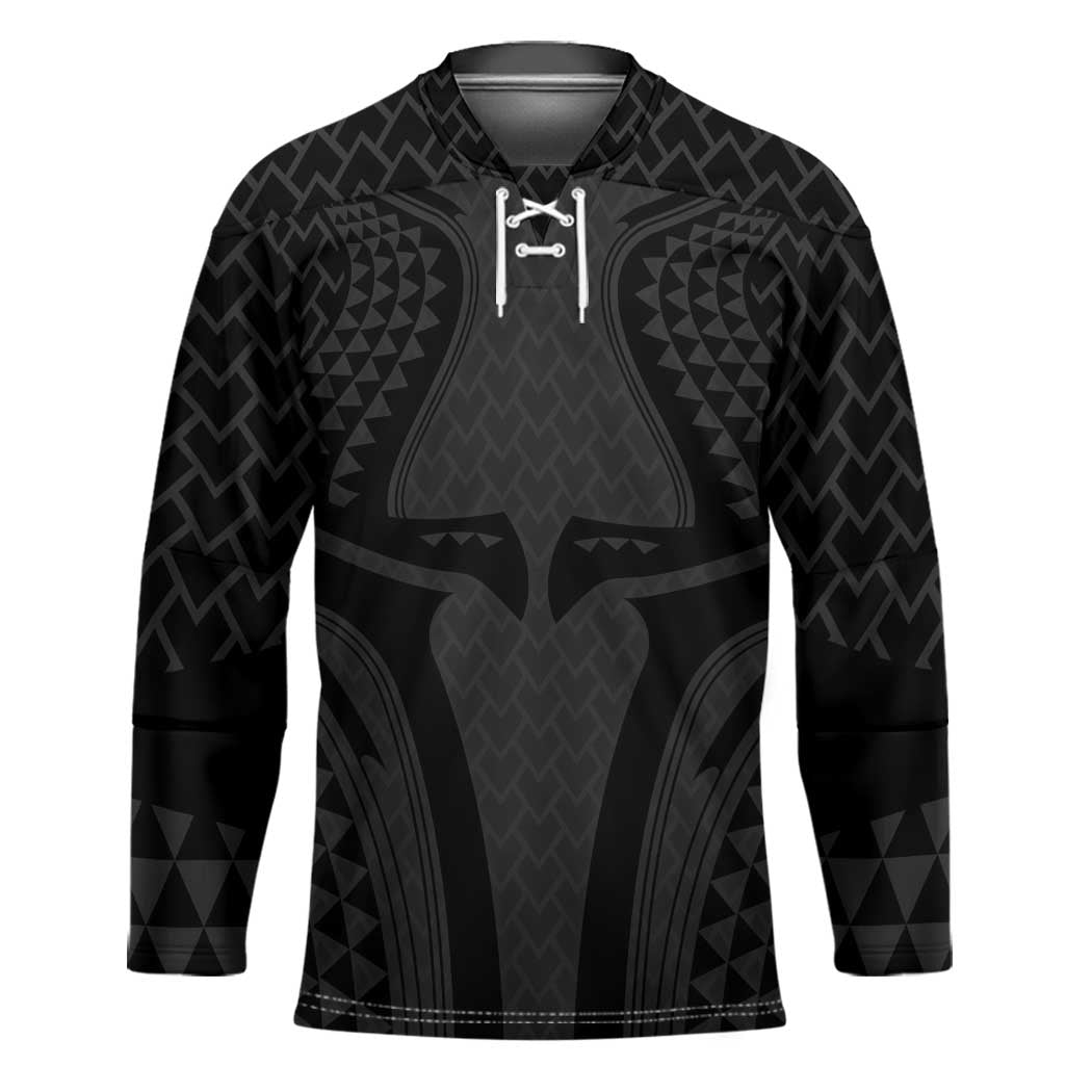 Hawaiian Kakau Art Tattoos Aquaman Style Hockey Jersey Black Version - Polynesian Pride