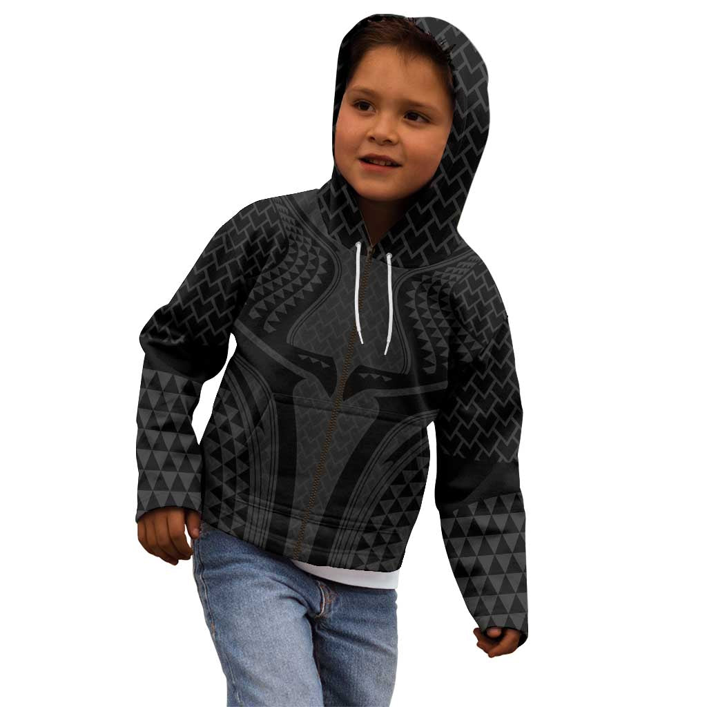 Hawaiian Kakau Art Tattoos Aquaman Style Kid Hoodie Black Version - Polynesian Pride