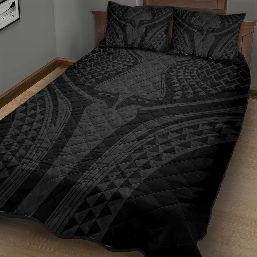 Hawaiian Kakau Art Tattoos Aquaman Style Quilt Bed Set Black Version - Polynesian Pride