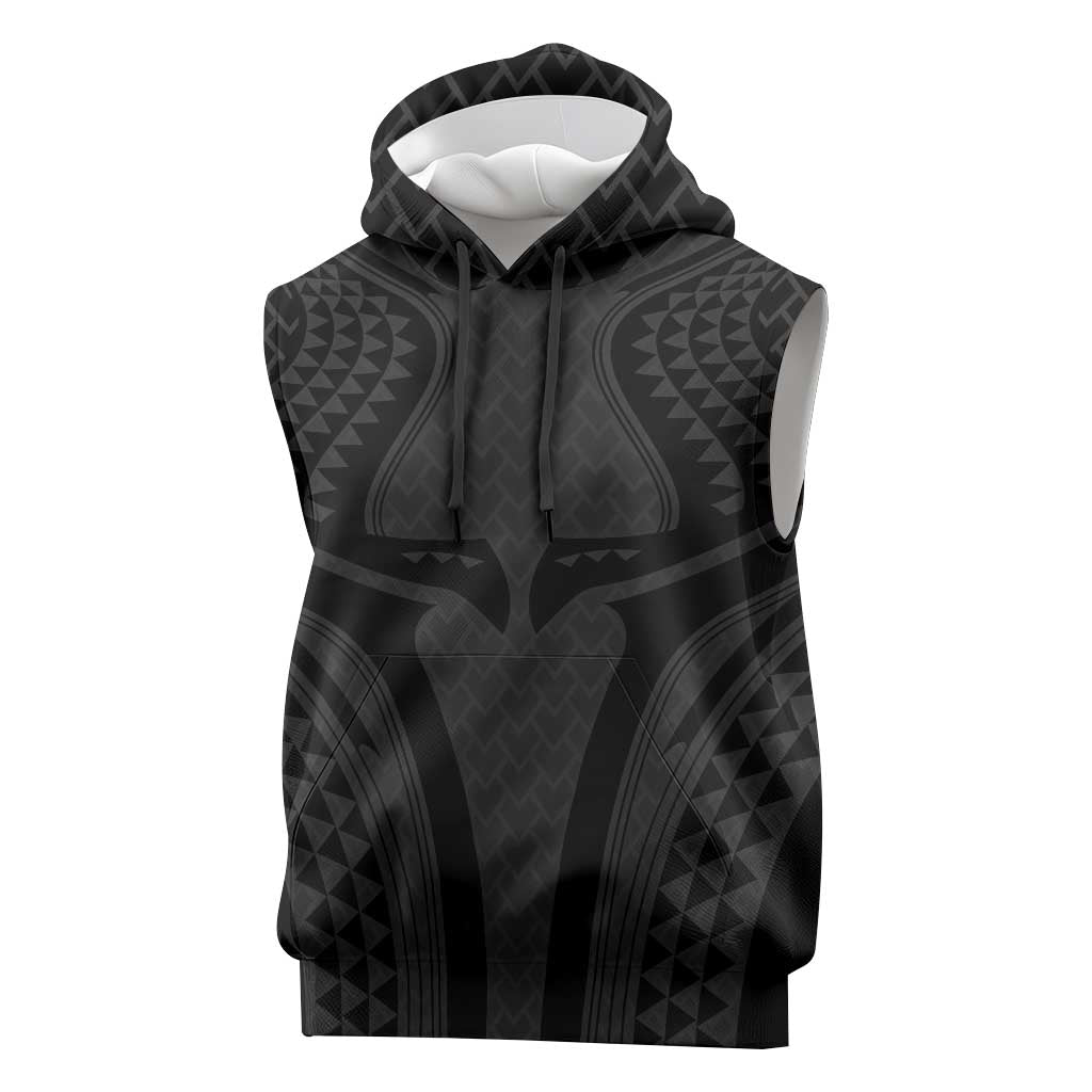 Hawaiian Kakau Art Tattoos Aquaman Style Sleeveless Hoodie Black Version - Polynesian Pride