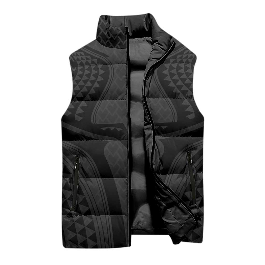 Hawaiian Kakau Art Tattoos Aquaman Style Sleeveless Puffer Jacket Black Version LT03 - Polynesian Pride