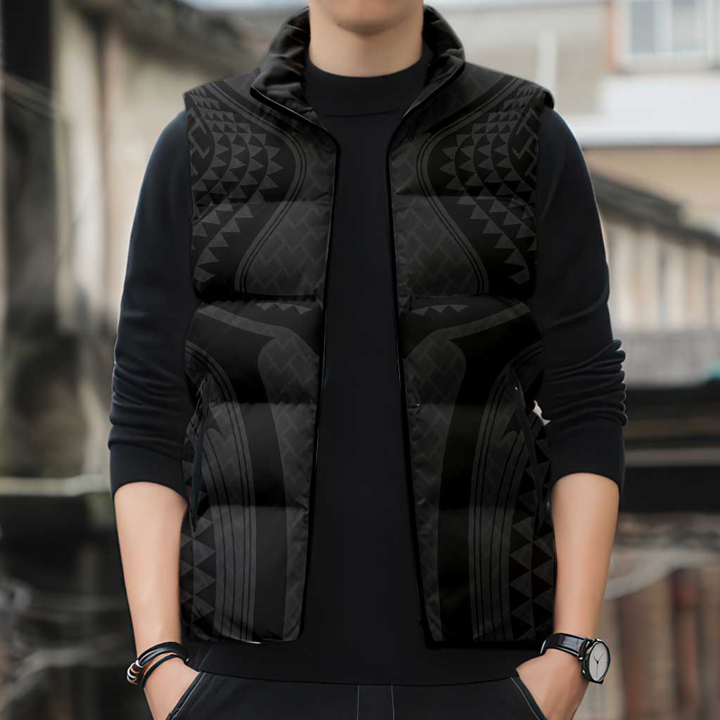 Hawaiian Kakau Art Tattoos Aquaman Style Sleeveless Puffer Jacket Black Version LT03 - Polynesian Pride
