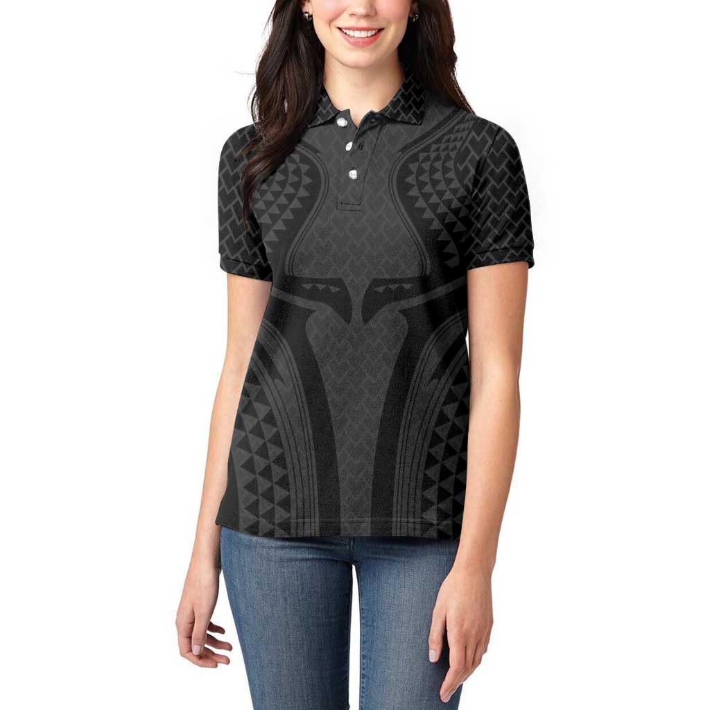 Hawaiian Kakau Art Tattoos Aquaman Style Women Polo Shirt Black Version - Polynesian Pride
