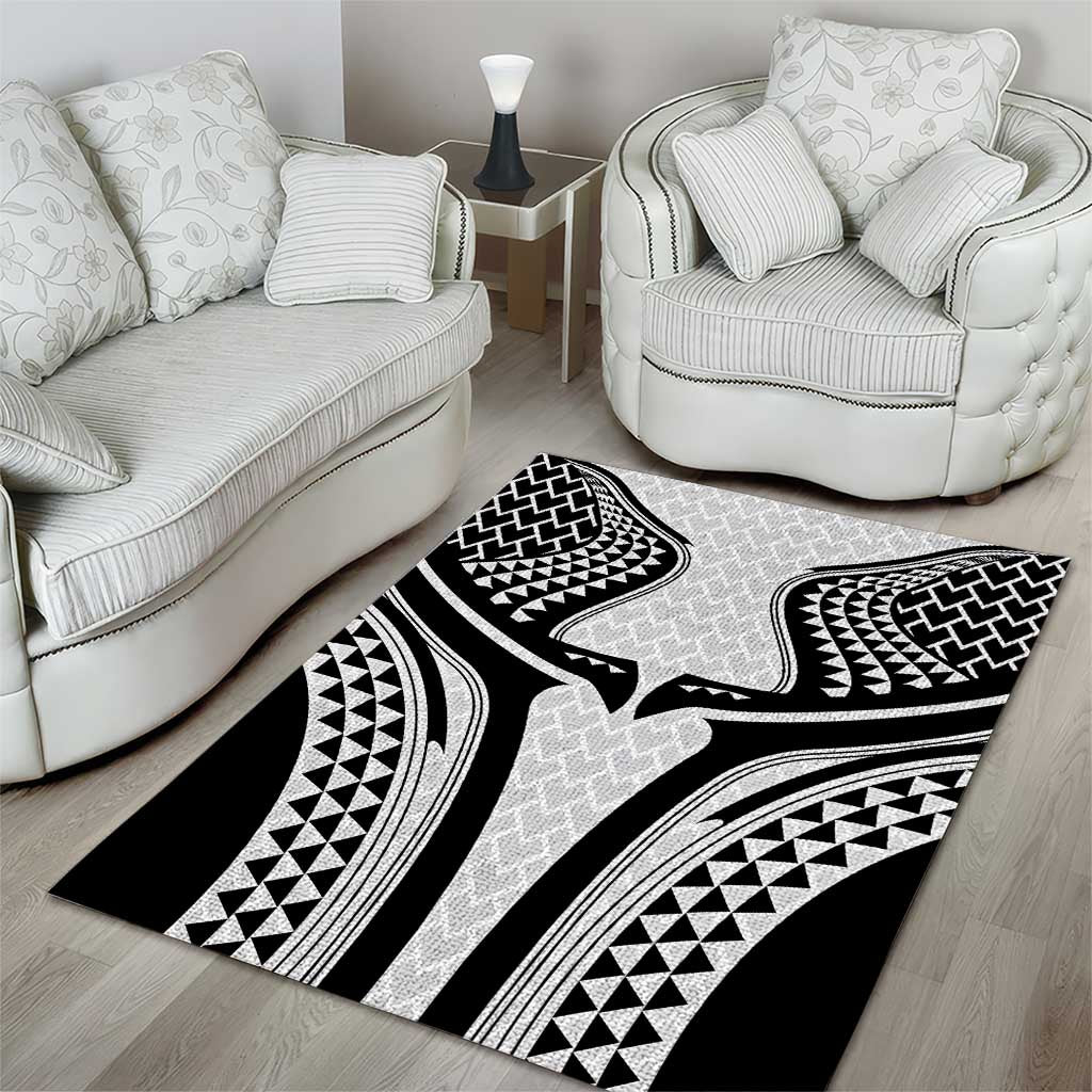 Hawaiian Kakau Art Tattoos Aquaman Style Area Rug White Version - Polynesian Pride