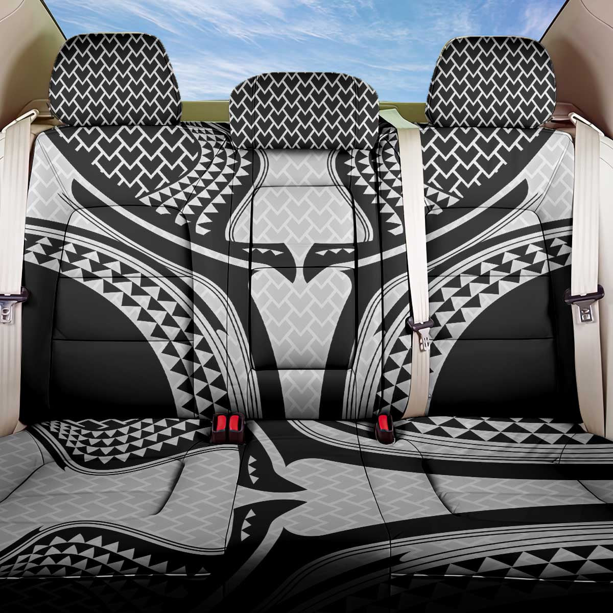 Hawaiian Kakau Art Tattoos Aquaman Style Back Car Seat Cover White Version - Polynesian Pride