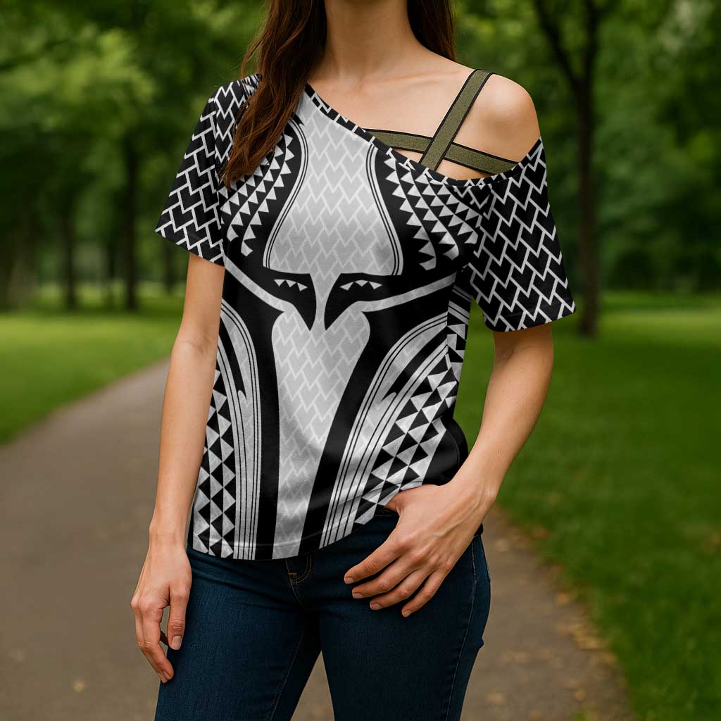 Hawaiian Kakau Art Tattoos Aquaman Style Cross Shoulder Shirt White Version LT03 - Polynesian Pride