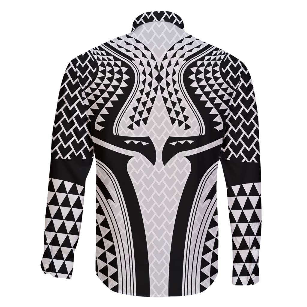 Hawaiian Kakau Art Tattoos Aquaman Style Family Matching Off Shoulder Short Dress and Hawaiian Shirt White Version - Polynesian Pride