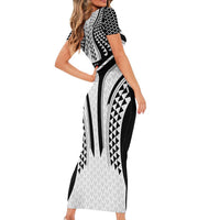 Hawaiian Kakau Art Tattoos Aquaman Style Family Matching Short Sleeve Bodycon Dress and Hawaiian Shirt White Version - Polynesian Pride