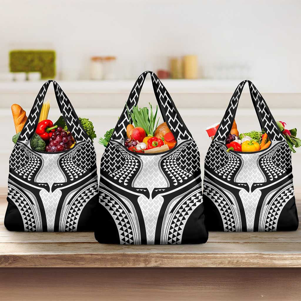 Hawaiian Kakau Art Tattoos Aquaman Style Grocery Bag White Version - Polynesian Pride