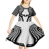 Hawaiian Kakau Art Tattoos Aquaman Style Kid Short Sleeve Dress White Version - Polynesian Pride