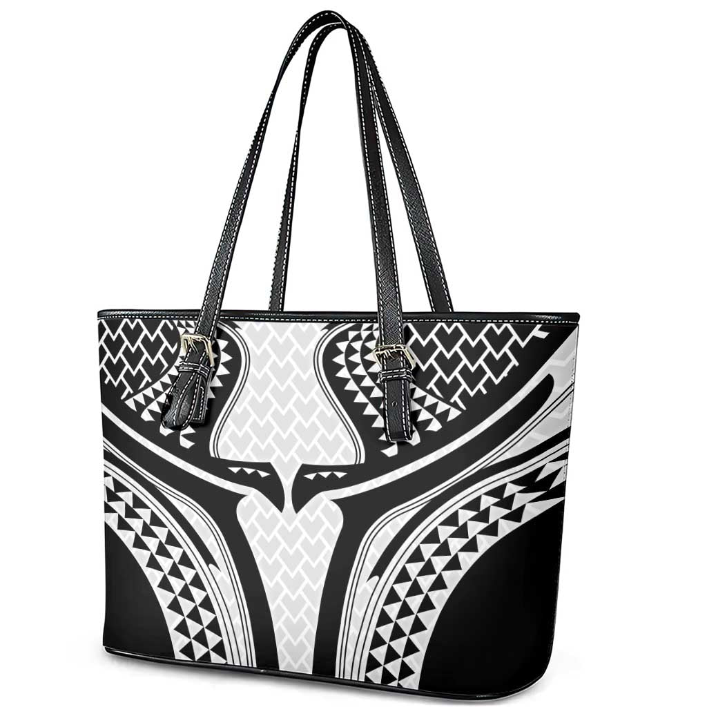 Hawaiian Kakau Art Tattoos Aquaman Style Leather Tote Bag White Version - Polynesian Pride