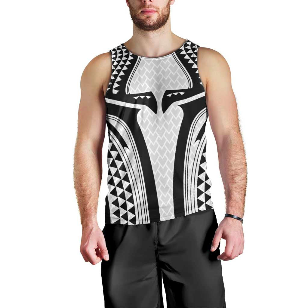 Hawaiian Kakau Art Tattoos Aquaman Style Men Tank Top White Version - Polynesian Pride