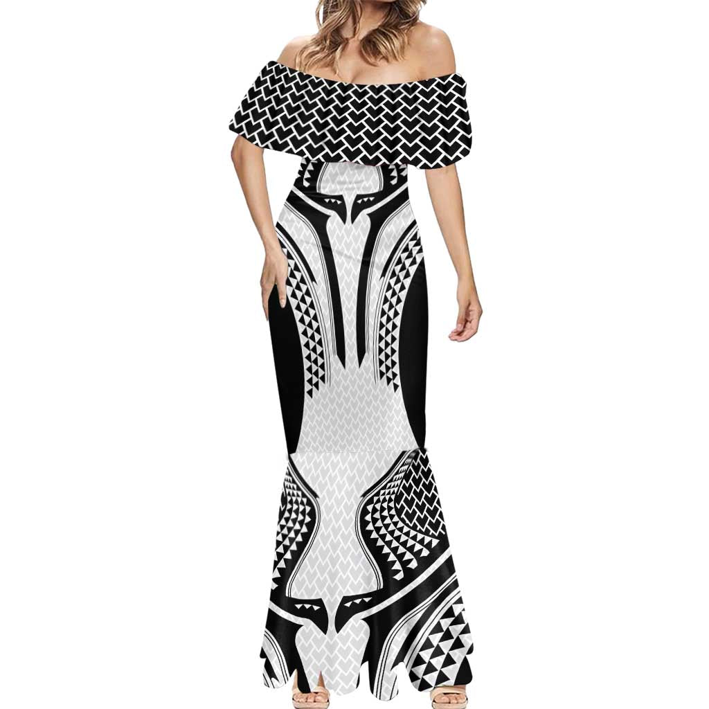 Hawaiian Kakau Art Tattoos Aquaman Style Mermaid Dress White Version - Polynesian Pride