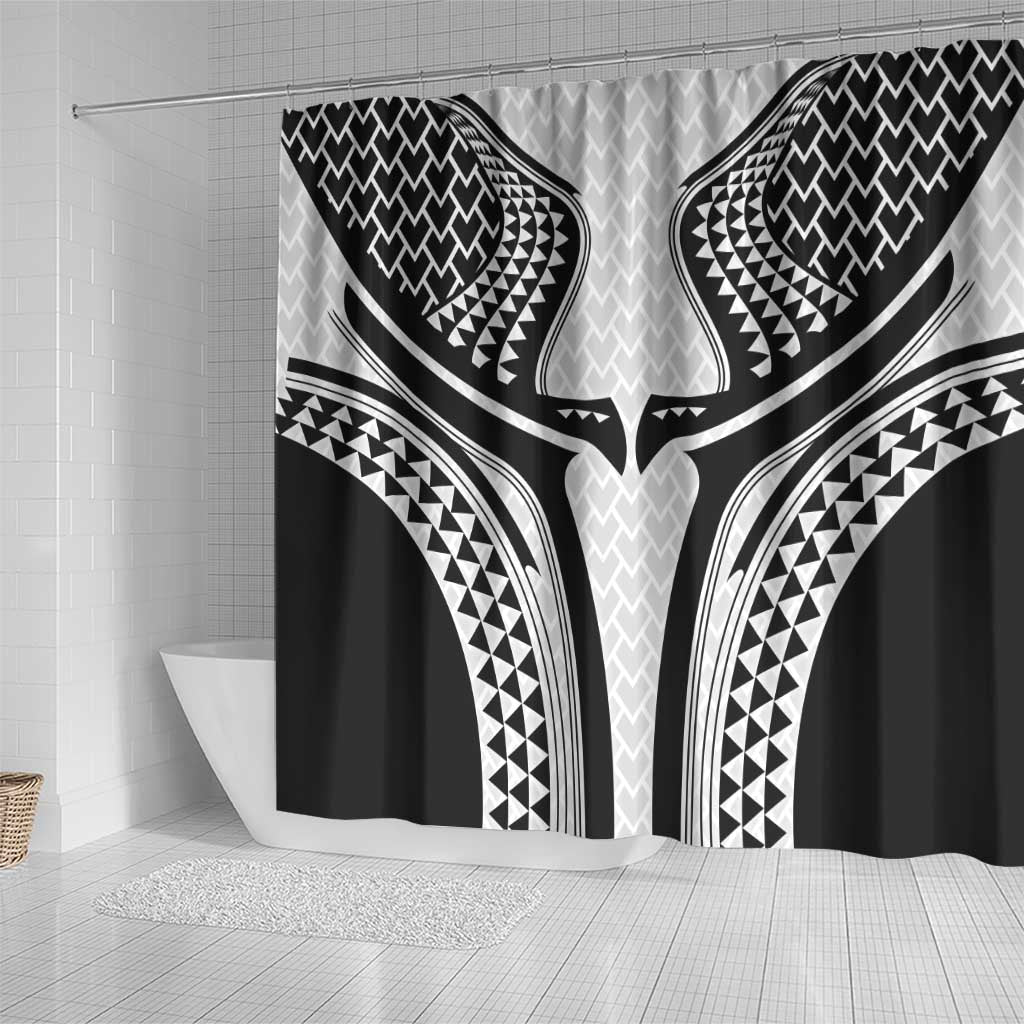 Hawaiian Kakau Art Tattoos Aquaman Style Shower Curtain White Version LT03 - Polynesian Pride