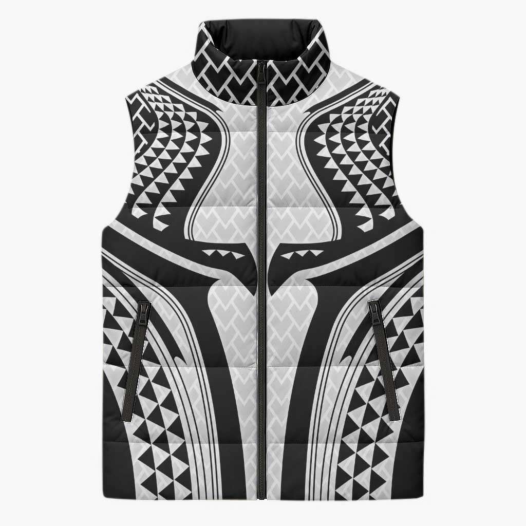 Hawaiian Kakau Art Tattoos Aquaman Style Sleeveless Puffer Jacket White Version LT03 Unisex White - Polynesian Pride