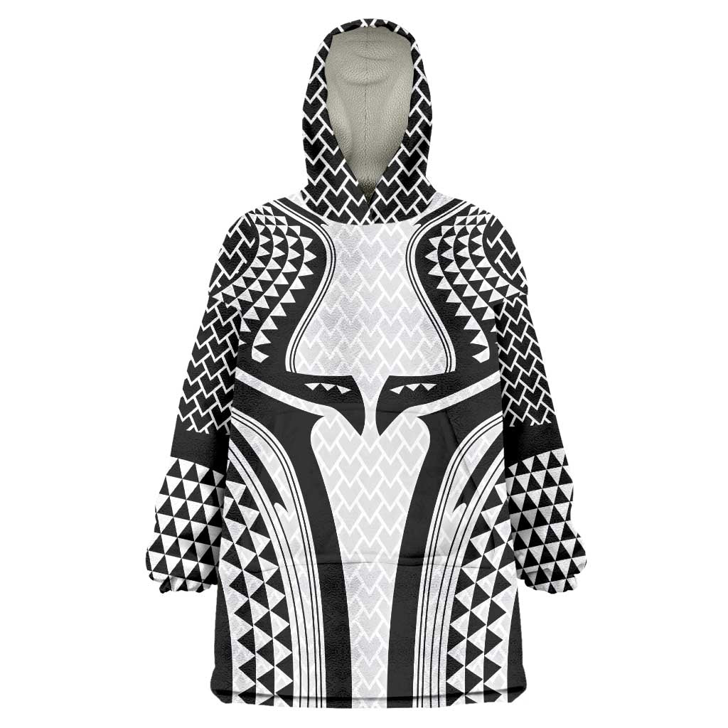 Hawaiian Kakau Art Tattoos Aquaman Style Wearable Blanket Hoodie White Version - Polynesian Pride
