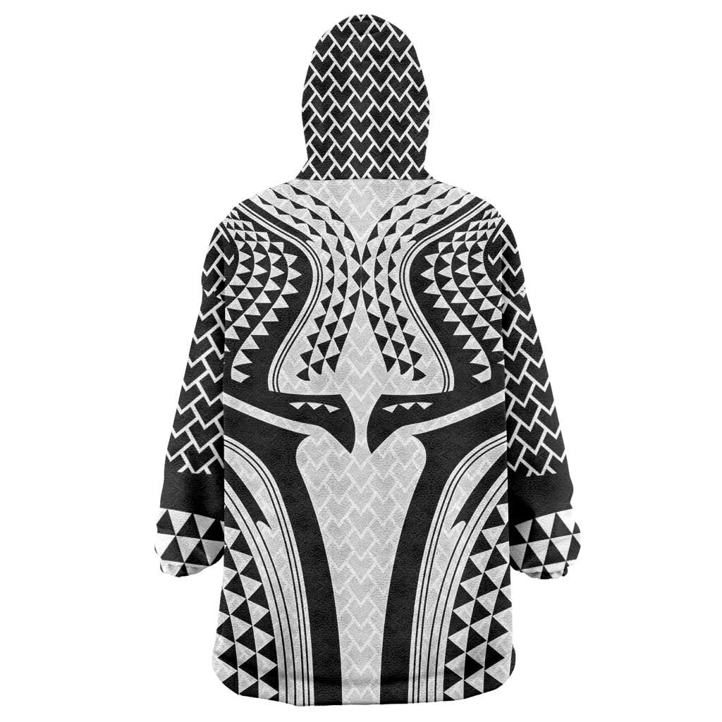 Hawaiian Kakau Art Tattoos Aquaman Style Wearable Blanket Hoodie White Version - Polynesian Pride