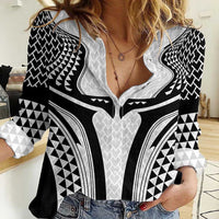 Hawaiian Kakau Art Tattoos Aquaman Style Women Casual Shirt White Version - Polynesian Pride