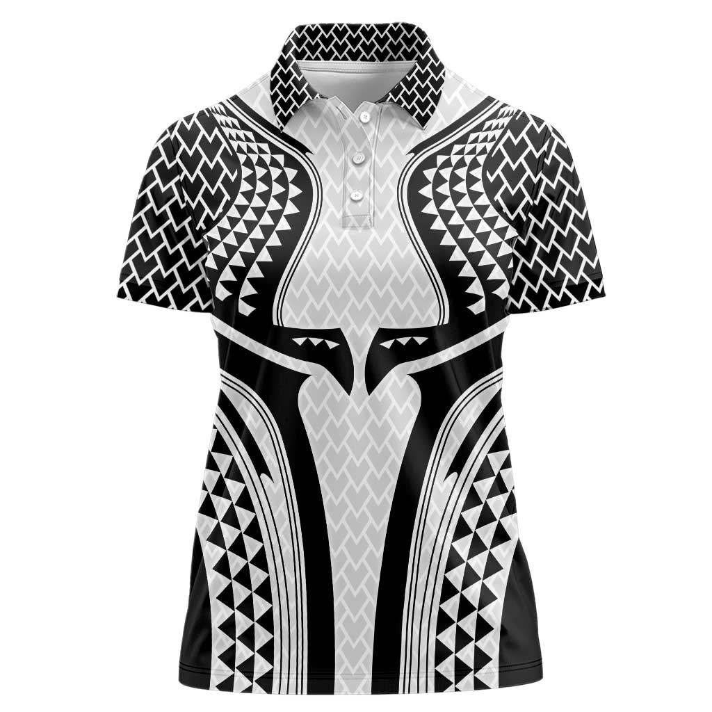 Hawaiian Kakau Art Tattoos Aquaman Style Women Polo Shirt White Version - Polynesian Pride