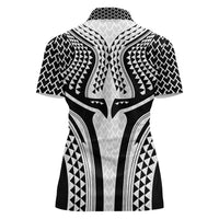 Hawaiian Kakau Art Tattoos Aquaman Style Women Polo Shirt White Version - Polynesian Pride