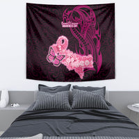 Polynesia Breast Cancer Tapestry Butterfly and Flowers Ribbon Maori Tattoo Ethnic Black Style LT03 - Polynesian Pride