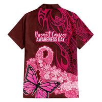 Polynesia Breast Cancer Hawaiian Shirt Butterfly and Flowers Ribbon Maori Tattoo Ethnic Red Style LT03 - Polynesian Pride