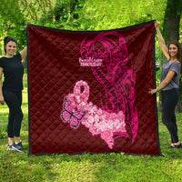 Polynesia Breast Cancer Quilt Butterfly and Flowers Ribbon Maori Tattoo Ethnic Red Style LT03 - Polynesian Pride