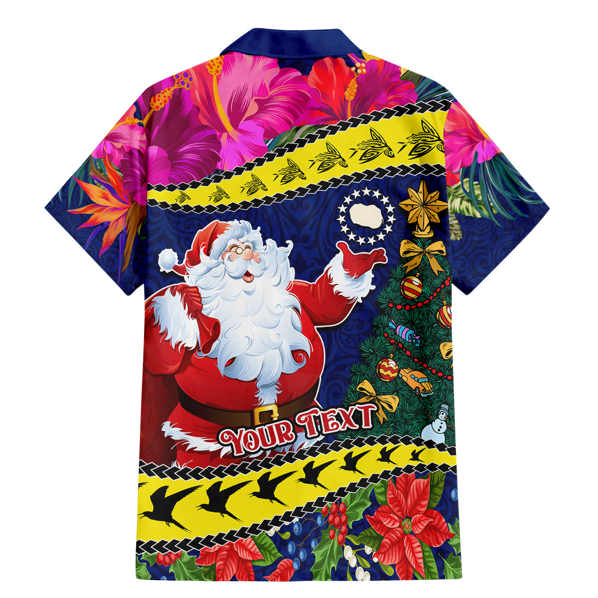 Personalised Cook Island Christmas Family Matching Mermaid Dress and Hawaiian Shirt Santa Claus Mix Maroro and Kakaia Hibiscus Flower Maori Pattern LT03 - Polynesian Pride
