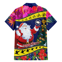 Personalised Cook Island Christmas Family Matching Mermaid Dress and Hawaiian Shirt Santa Claus Mix Maroro and Kakaia Hibiscus Flower Maori Pattern LT03 - Polynesian Pride