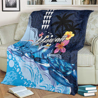 Hawaiian Honu Honi Ihu Blanket With Plumeria and Kakau Art Pattern