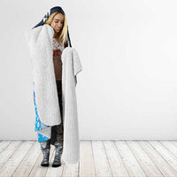 Hawaiian Honu Honi Ihu Hooded Blanket With Plumeria and Kakau Art Pattern