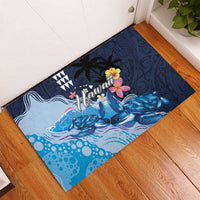 Hawaiian Honu Honi Ihu Rubber Doormat With Plumeria and Kakau Art Pattern LT03 - Polynesian Pride