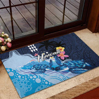 Hawaiian Honu Honi Ihu Rubber Doormat With Plumeria and Kakau Art Pattern LT03 - Polynesian Pride