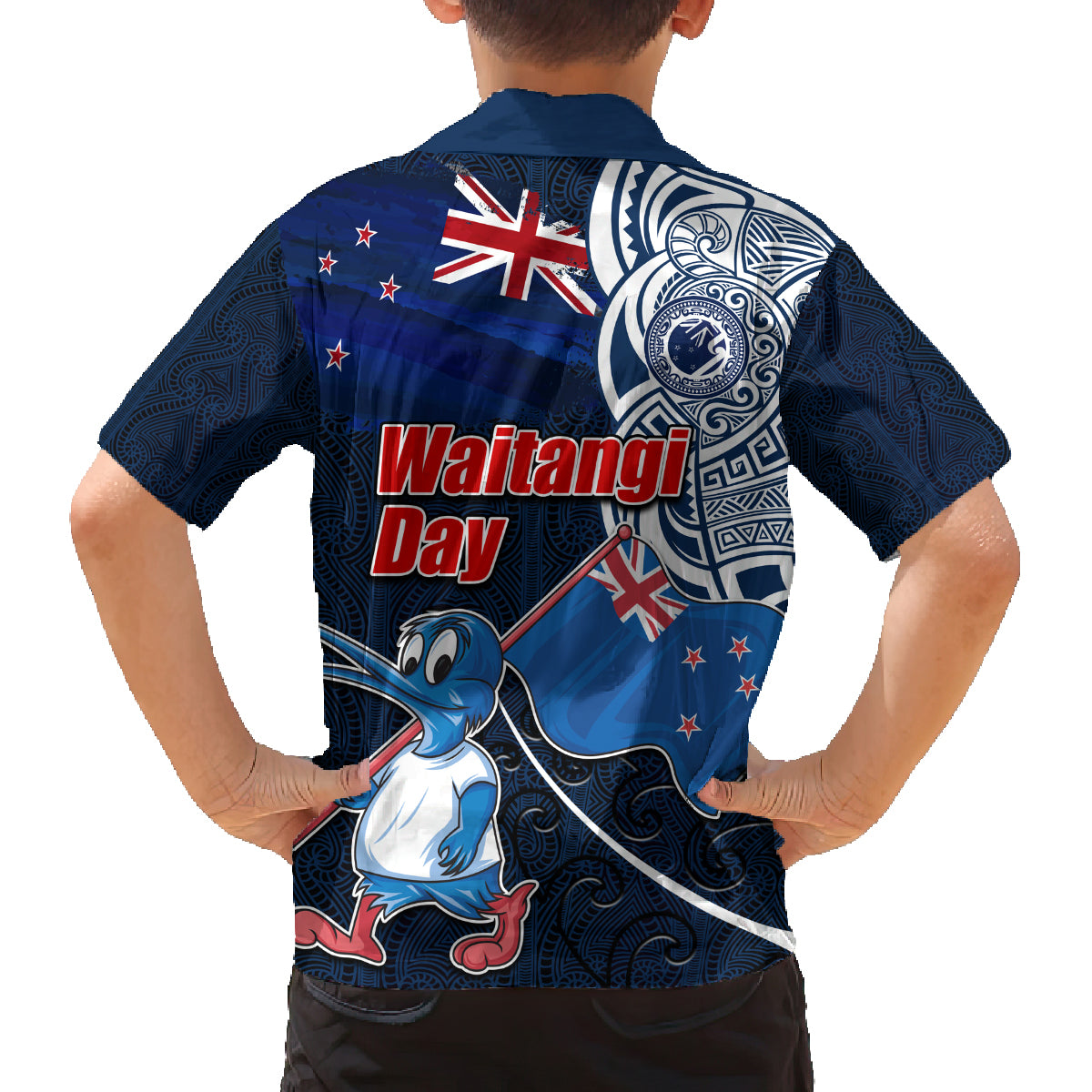 New Zealand Waitangi Family Matching Puletasi and Hawaiian Shirt Te Ra O Waitangi Maori Kiwis Bird LT03 - Polynesian Pride