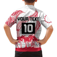 Cook Islands Marathon 2025-Pursuit in Paradise Family Matching Off The Shoulder Long Sleeve Dress and Hawaiian Shirt Red Color