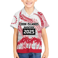 Cook Islands Marathon 2025-Pursuit in Paradise Family Matching Off The Shoulder Long Sleeve Dress and Hawaiian Shirt Red Color