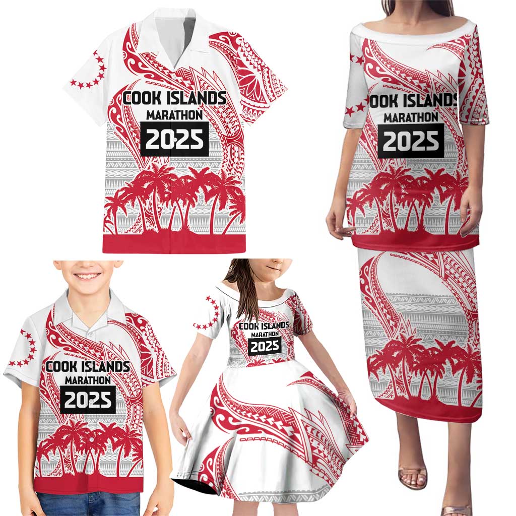 Cook Islands Marathon 2025-Pursuit in Paradise Family Matching Puletasi and Hawaiian Shirt Red Color LT03 - Polynesian Pride