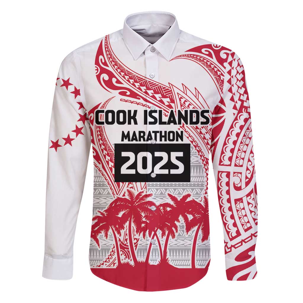 Cook Islands Marathon 2025-Pursuit in Paradise Family Matching Puletasi and Hawaiian Shirt Red Color LT03 Dad's Shirt - Long Sleeve Red - Polynesian Pride