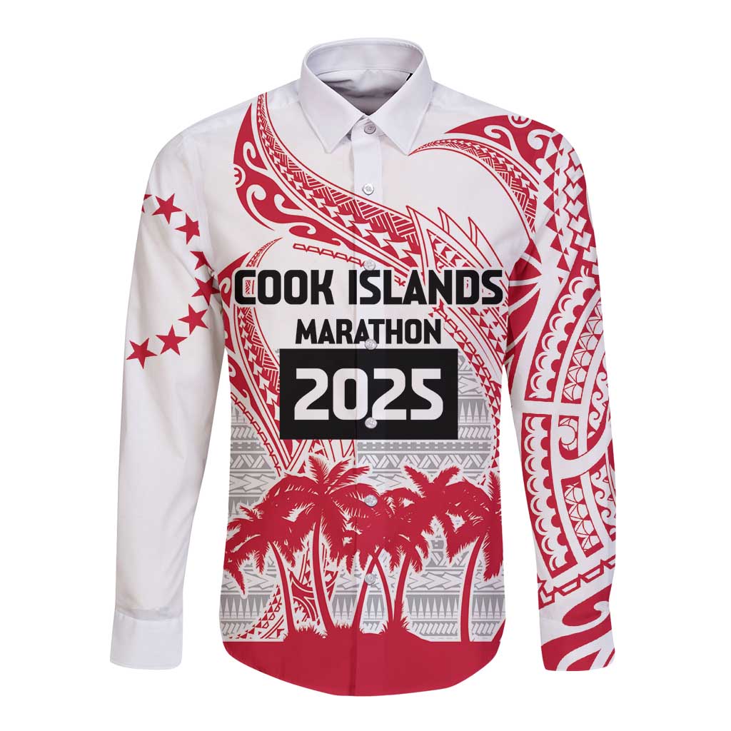 Cook Islands Marathon 2025-Pursuit in Paradise Long Sleeve Button Shirt Red Color LT03 Unisex Red - Polynesian Pride
