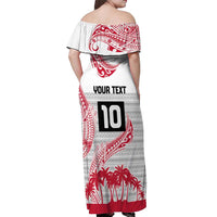 Cook Islands Marathon 2025-Pursuit in Paradise Off Shoulder Maxi Dress Red Color