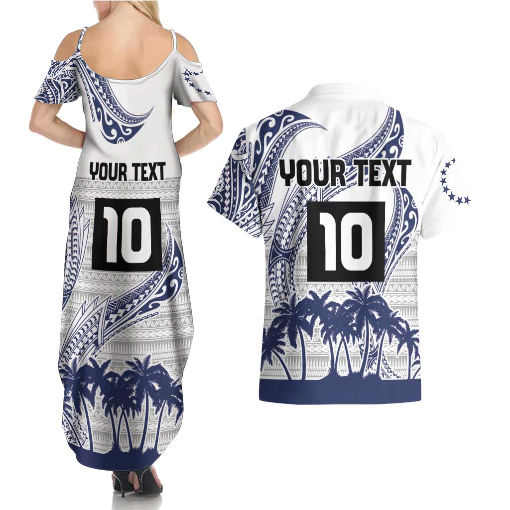 Cook Islands Marathon 2025-Pursuit in Paradise Couples Matching Summer Maxi Dress and Hawaiian Shirt Blue Color