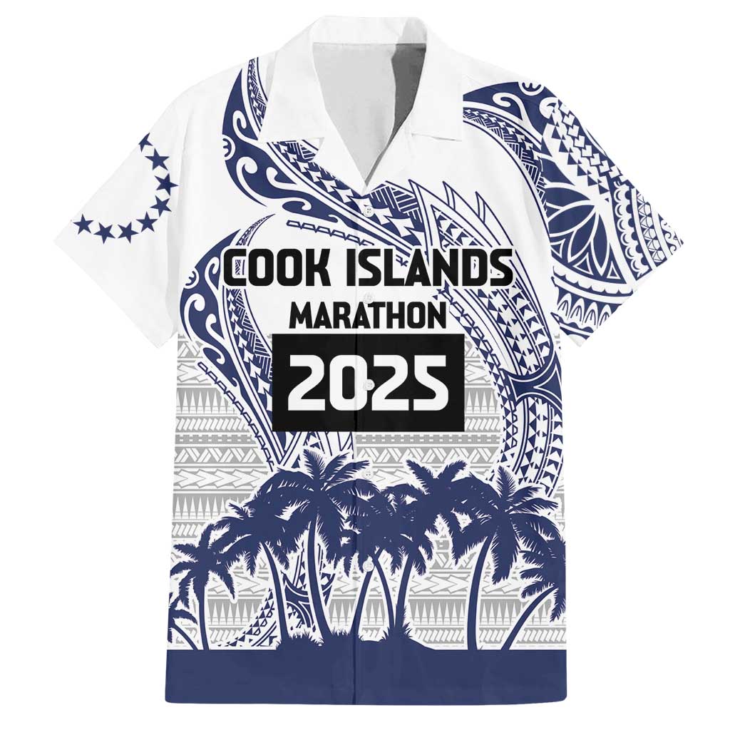 Cook Islands Marathon 2025-Pursuit in Paradise Family Matching Puletasi and Hawaiian Shirt Blue Color