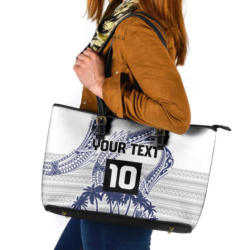 Cook Islands Marathon 2025-Pursuit in Paradise Leather Tote Bag Blue Color