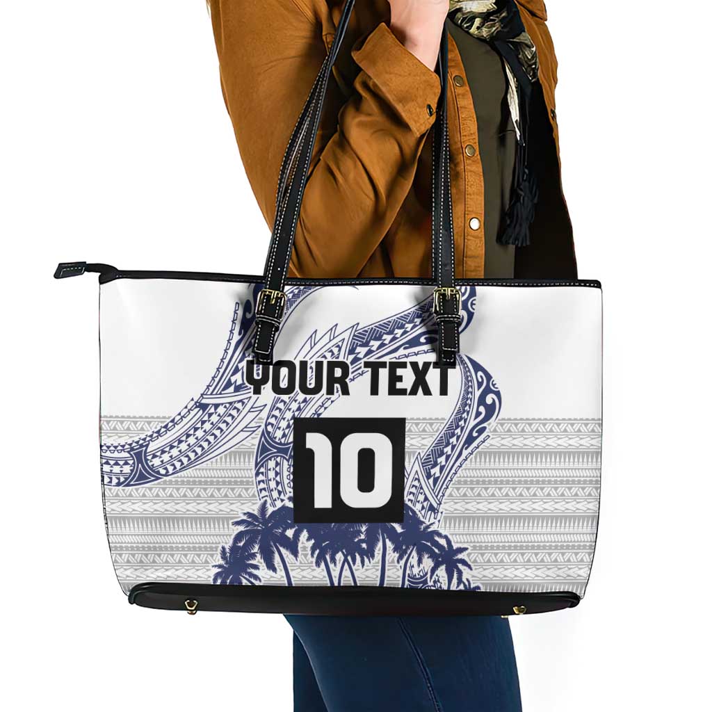 Cook Islands Marathon 2025-Pursuit in Paradise Leather Tote Bag Blue Color