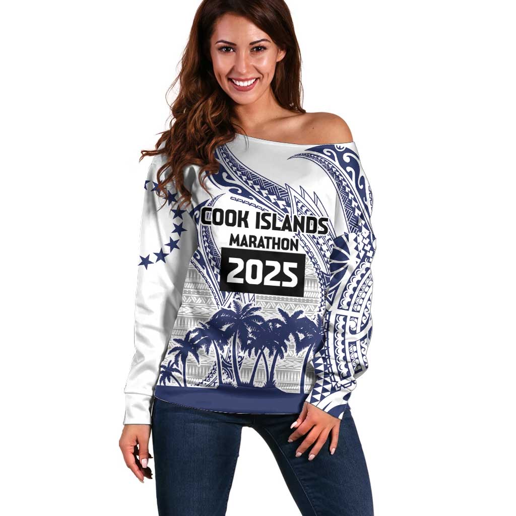 Cook Islands Marathon 2025-Pursuit in Paradise Off Shoulder Sweater Blue Color