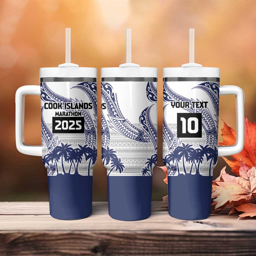 Cook Islands Marathon 2025-Pursuit in Paradise Tumbler With Handle Blue Color