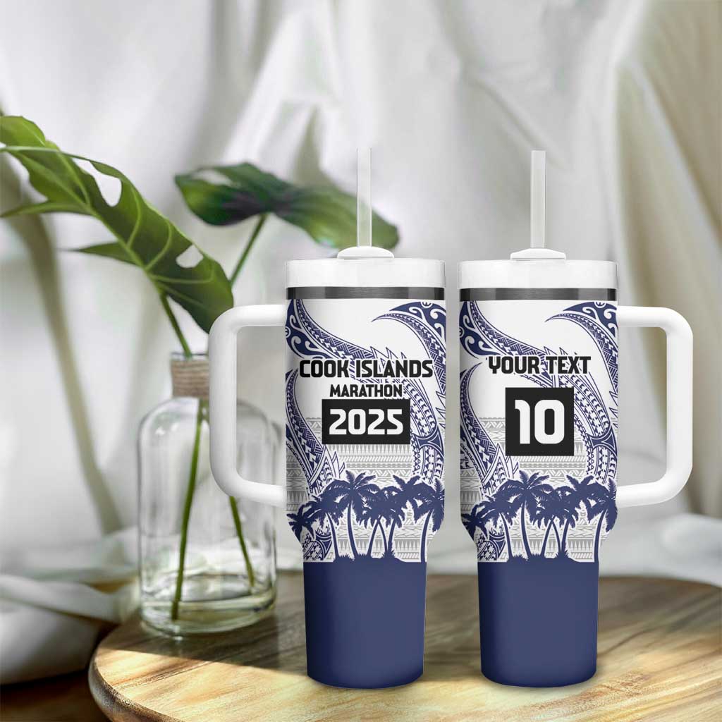 Cook Islands Marathon 2025-Pursuit in Paradise Tumbler With Handle Blue Color