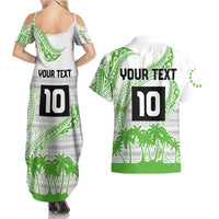 Cook Islands Marathon 2025-Pursuit in Paradise Couples Matching Summer Maxi Dress and Hawaiian Shirt Green Color