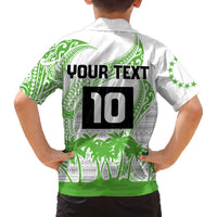 Cook Islands Marathon 2025-Pursuit in Paradise Family Matching Off The Shoulder Long Sleeve Dress and Hawaiian Shirt Green Color