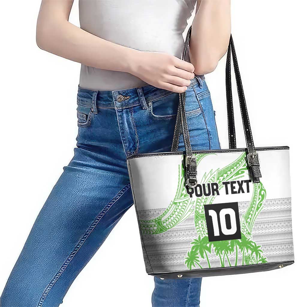 Cook Islands Marathon 2025-Pursuit in Paradise Leather Tote Bag Green Color